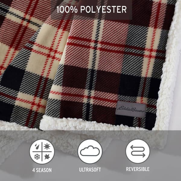 Eddie Bauer Trailhead Plaid Plush-Fleece Reversible Throw