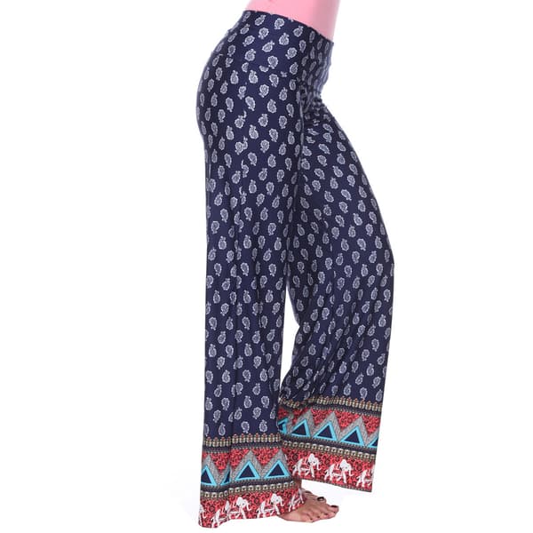 Womens White Mark Print Palazzo Pants - Navy