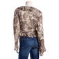 Juniors No Comment Tie Front Ruffle Bell Sleeve Blouse - image 3
