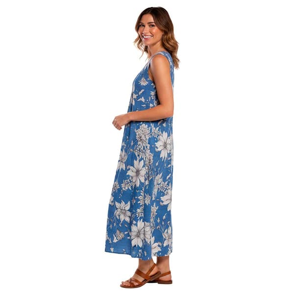 Petite Connected Apparel Sleeveless Floral Challis Midi Dress