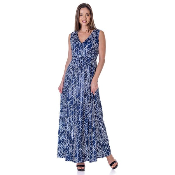 Womens 24/7 Comfort Apparel Abstract Empire Waist Maxi Dress - image 