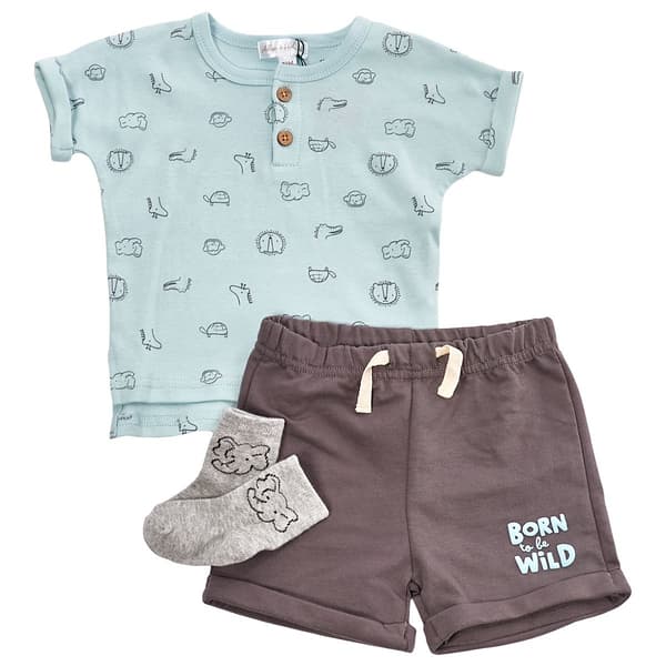 Baby Boy (12-24M) Adley & Hudson(R) 3pc. Animal Shorts Set w/ Socks - image 