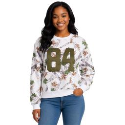 Juniors No Comment Fleece Applique Crew Neck Sweatshirt