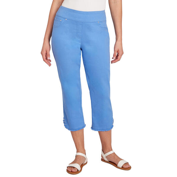 Womens Ruby Rd. Bali Blue Alternative Lacing Hem Capri Pants - image 
