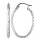 Oval Sterling Silver Diamond Cut Hoop Earrings - image 1