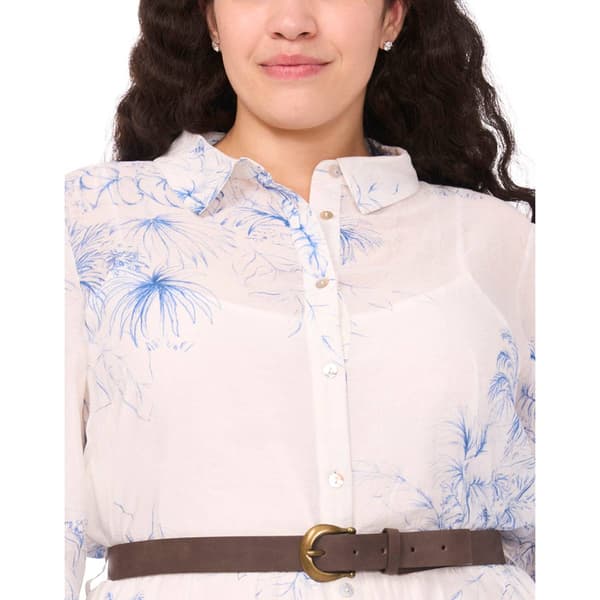 Plus Size MSK Long Sleeve Floral Belted Maxi Dress