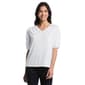 Womens Rafaella(R) Elbow Puff Sleeve Solid V Neck Blouse - image 1