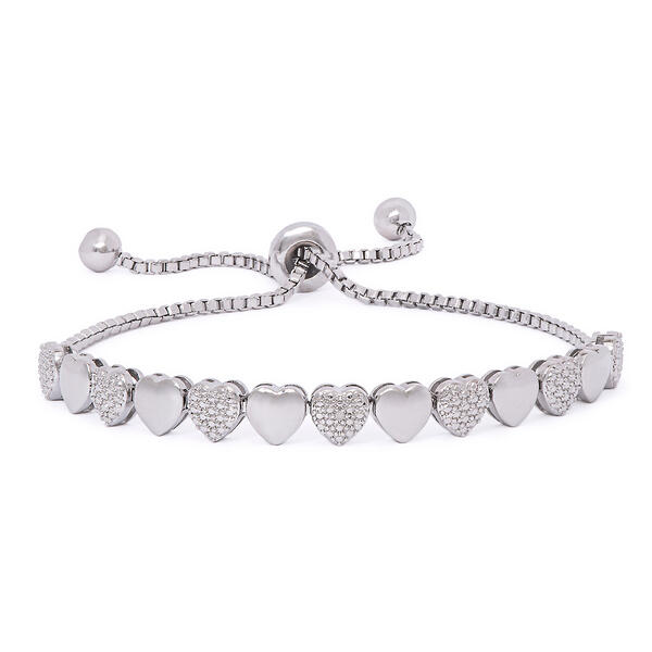 Accents Diamond Accent Heart Link Adjustable Bracelet - image 