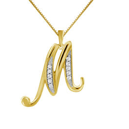 Marsala Gold Plated 1/10ctw. Diamond Initial M Pendant