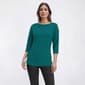 Petite Emily Daniels 3/4 Sleeve Textured Button Shoulder Blouse - image 1