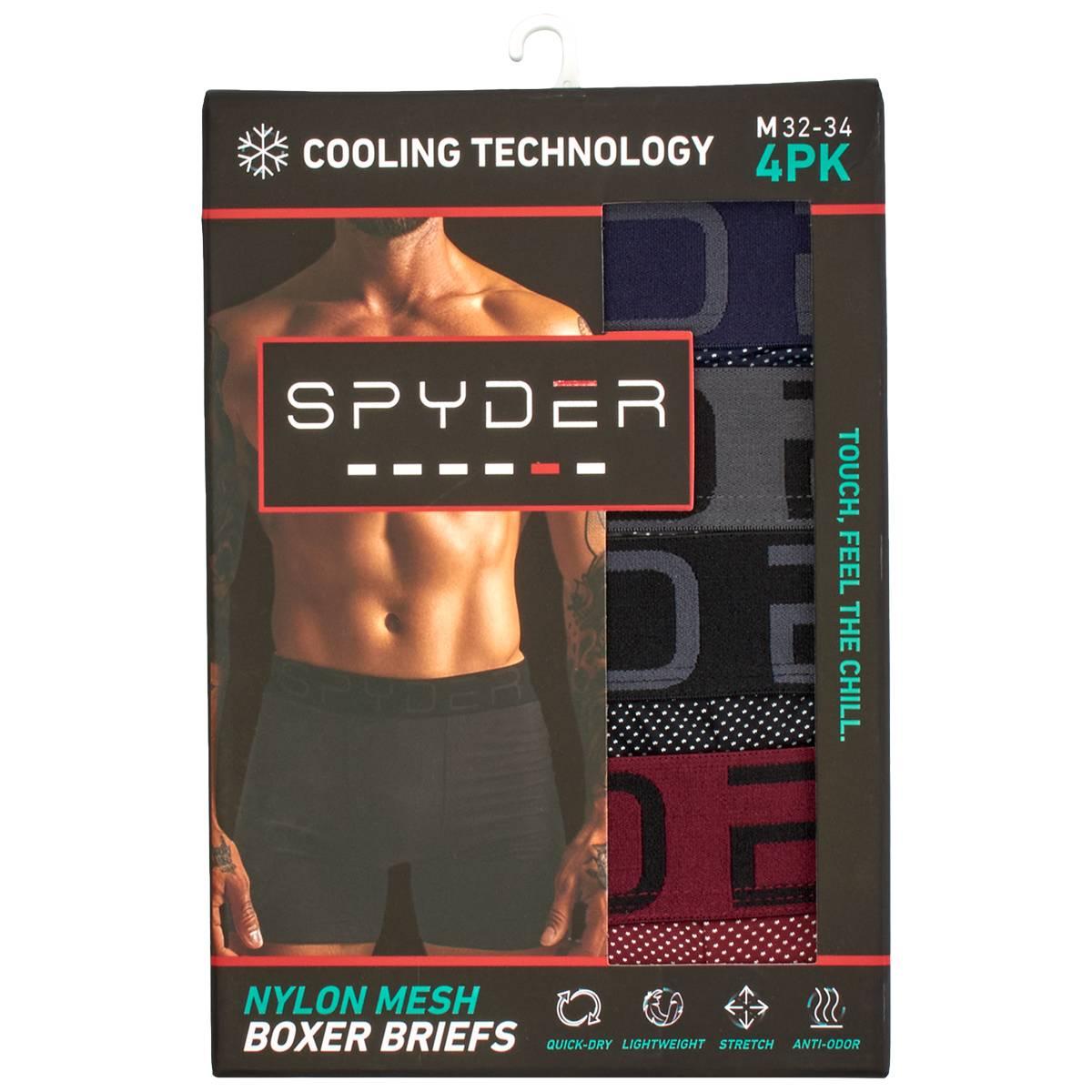 Mens Spyder Nylon Mesh Knit Boxer Briefs - Burgundy/Black