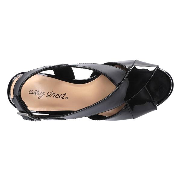 Womens Easy Street Christy Patent Peep Toe Heels - Black