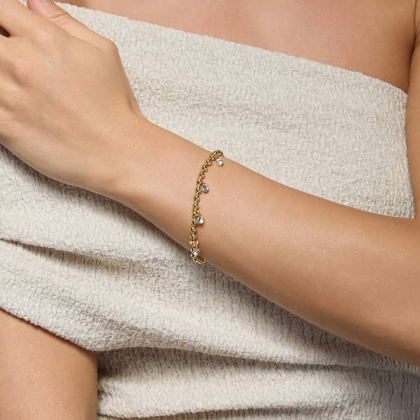 Athra 14kt. Gold over Brass Crystal Drop Stretch Beaded Bracelet