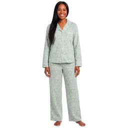 Womens Laura Ashley(R) Cotton Blend Long Sleeve Pajama Set