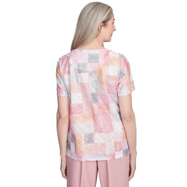 Petite Alfred Dunner Estate of Mind Color Block Crew Neck Tee - image 