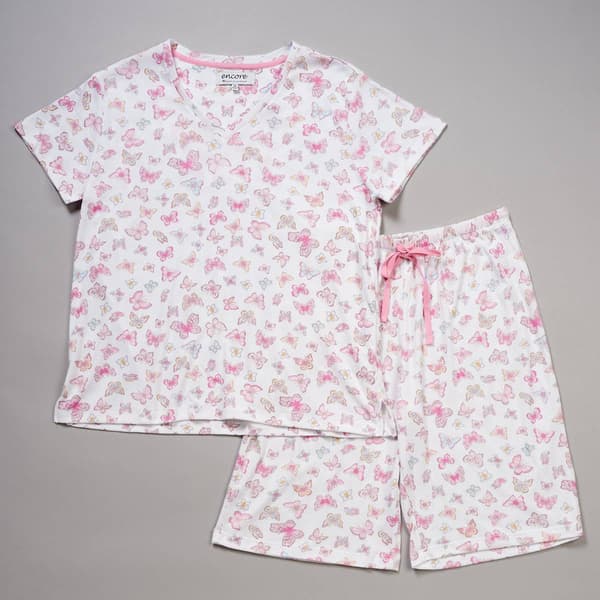Womens Karen Neuburger Short Sleeve Butterfly Bermuda Pajama Set