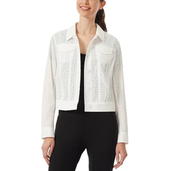 Womens Jones New York Eyelet Trucker Jacket - Boscov's