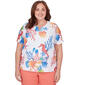 Plus Size Alfred Dunner Neptune Beach Knit Seahorses Texture Top - image 1