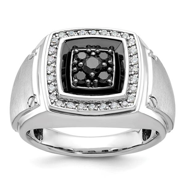 Mens Gentlemens Classics&#40;tm&#41; 14kt. White Gold Cluster Diamonds Ring - image 