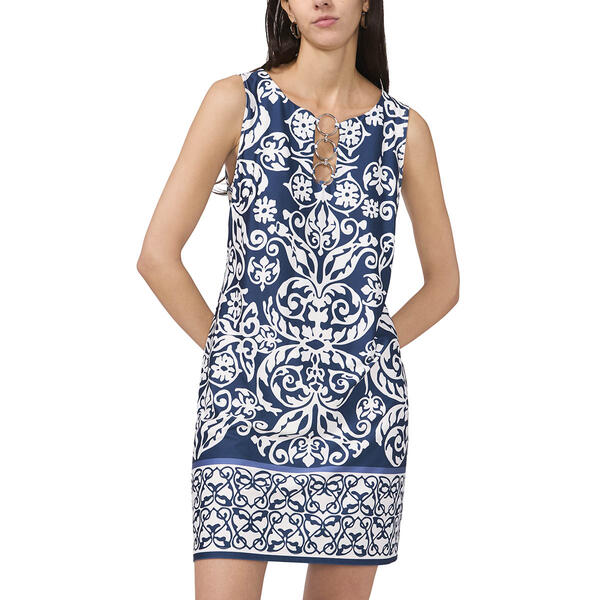 Womens MSK Sleeveless Damask Three Ring Sheath Dress - image 