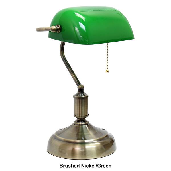 Simple Designs Executive Banker''s Desk Lamp w/Glass Shade