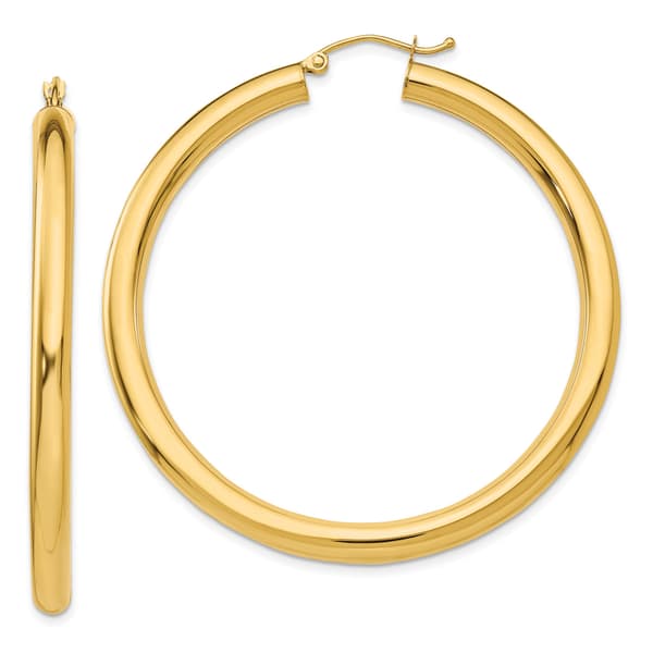 Gold Classics&#40;tm&#41; 14kt. Polished Gold 50mm Hoop Earrings - image 