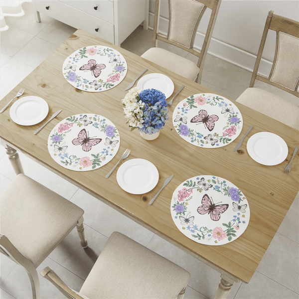 Avanti Meadow Woven Braided Round Placemats - Set of 4