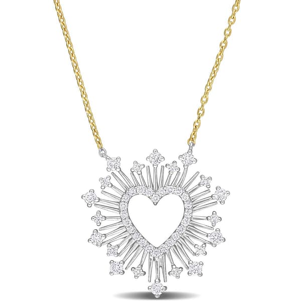 Sophia B 14kt. Gold 1/2ct. Diamond Heart Sunburst Necklace - image 