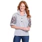 Womens Ali Miles Elbow Heart Embroidered Sleeve Stripe Blouse - image 1
