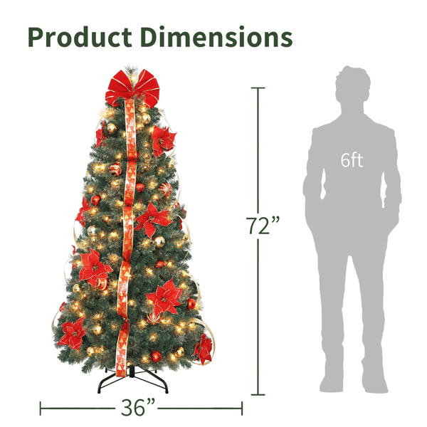 Puleo International 6ft. Pre-Lit Pop-Up Adorned Christmas Tree