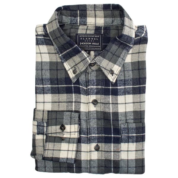 Mens Jackson Hole Flannel Shirt - Navy/Steel/ White