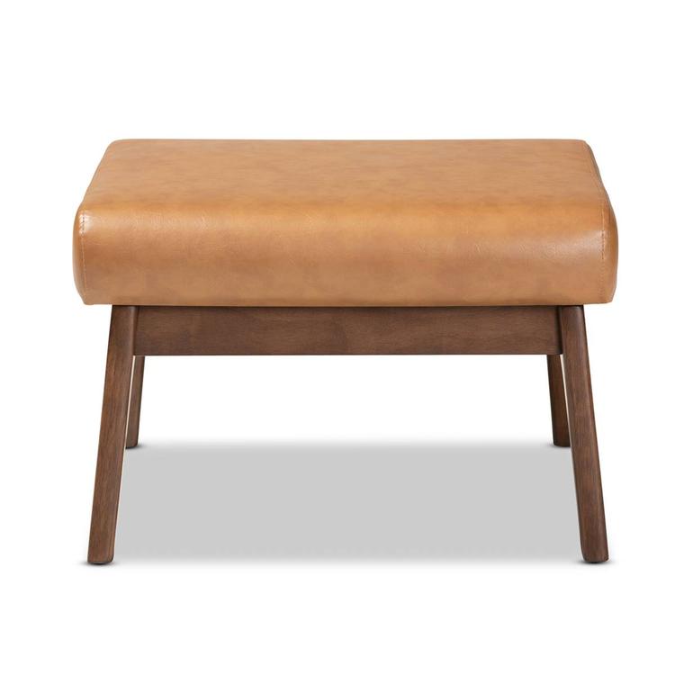 Baxton Studio Bianca Tan Faux Leather Effect Ottoman