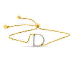 Nova Star&#40;R&#41; Lab Grown Diamond Initial D Gold Plated Bolo Bracelet