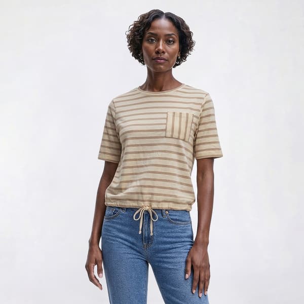 Womens Erika Brooklyn Elbow Sleeve Bubble Hem Tee
