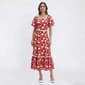 Womens Absolutely Famous Short Puff Sleeve Floral Midi Dress - image 1