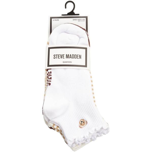 Womens Steve Madden 6pk Teddy Embroider Lettuce Quarter Socks - image 