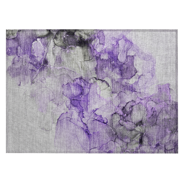 HomeRoots Purple Abstract Non Skid Indoor Outdoor Accent Rug