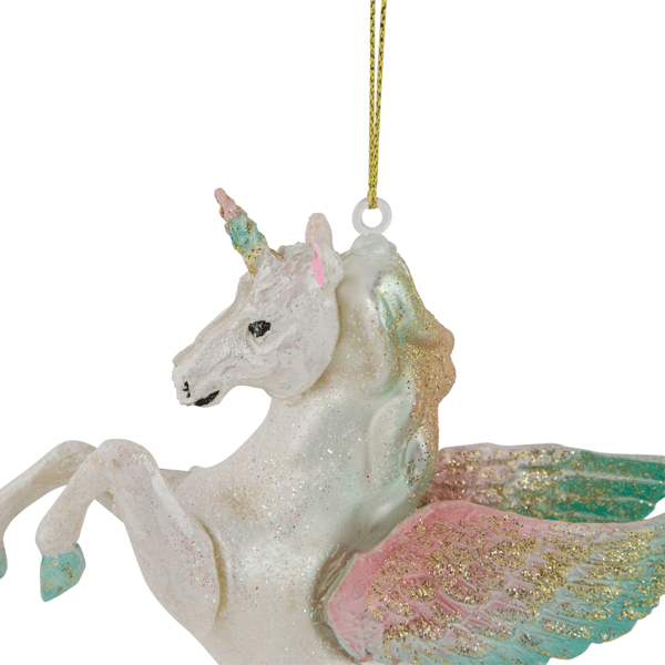 Northlight 5.25in. White Unicorn Glass Christmas Ornament