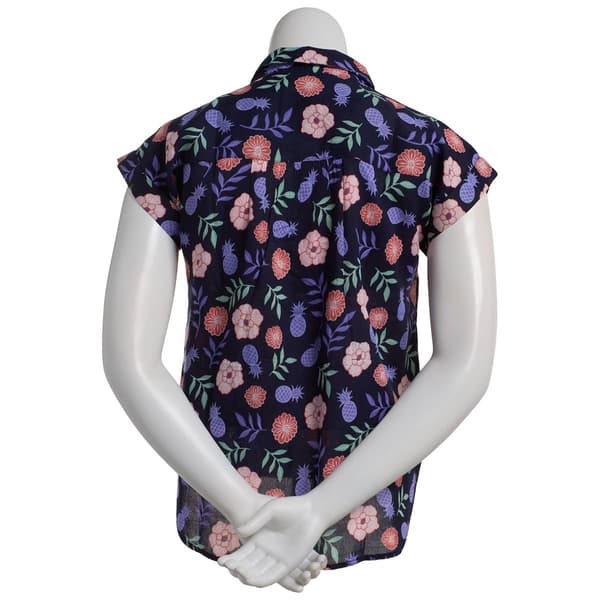 Petite Architect&#174; Pineapple Floral Casual Button Down