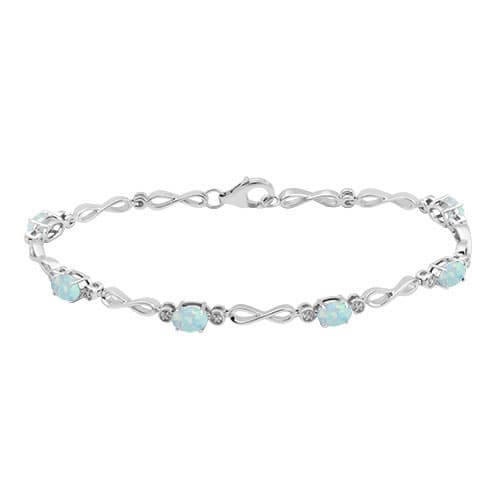 Gemstone Classics(tm) 5-Stone Opal & Diamond Bracelet - image 