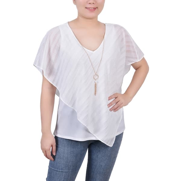Womens NY Collection Jacquard Chiffon Lined Poncho