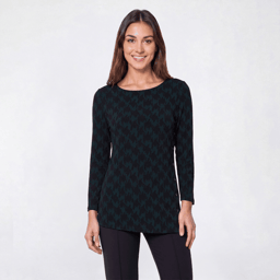 Petite AK Anne Klein 3/4 Sleeve Houndstooth Blouse