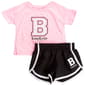 Toddler Girl Bebe Solid Tee & Shorts Set - Pink - image 1