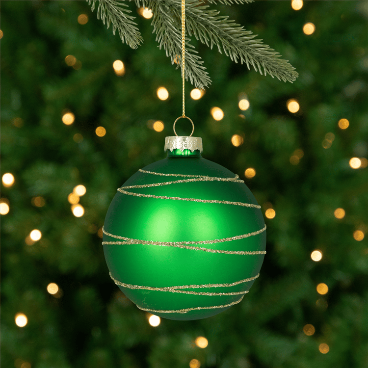 Northlight 4ct Red & Green Stripes Christmas Glass Ball Ornaments