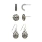 Freedom Nickel Free Antique Silver Bali Etched Trio Earrings Set - image 1