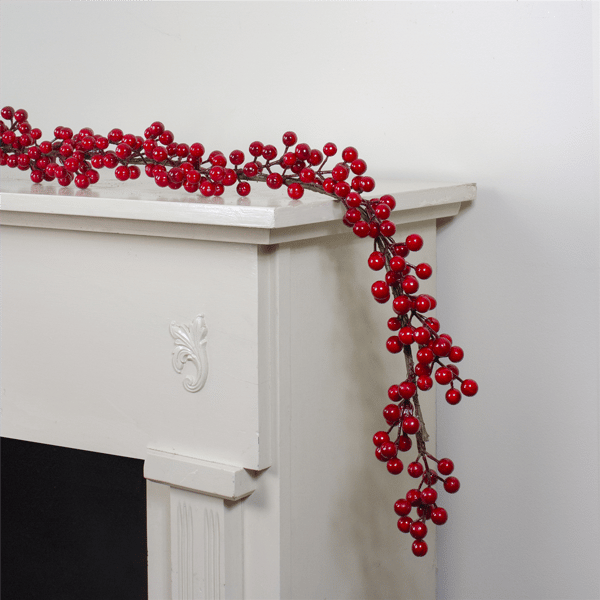 Northlight 5ft. Red Berries Artificial Twig Christmas Garland - image 