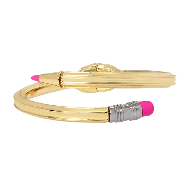 Betsey Johnson Pencil Motif Hinged Bange Bracelet - image 