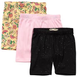 Girls &#40;4-6x&#41; btween&#40;R&#41; 3pk. Glitter Ribbed & Floral Bike Shorts