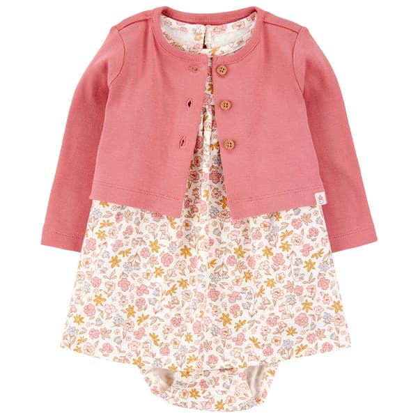 Baby Girl (NB-12M) Carters(R) Floral Bodysuit Dress with Cardigan