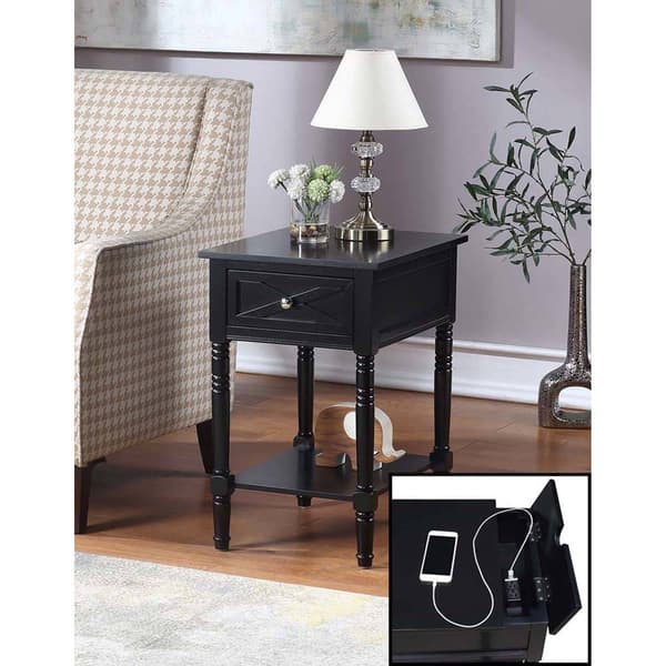 Convenience Concepts Country Oxford End Table w. Charging Station